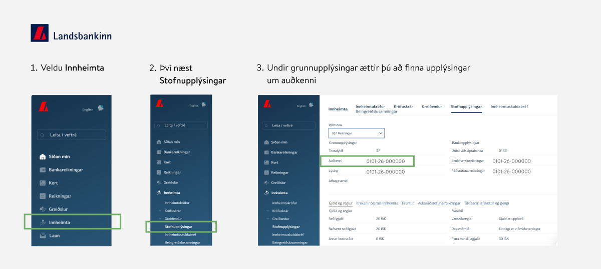 Skjámyndir fyrir Landsbankann