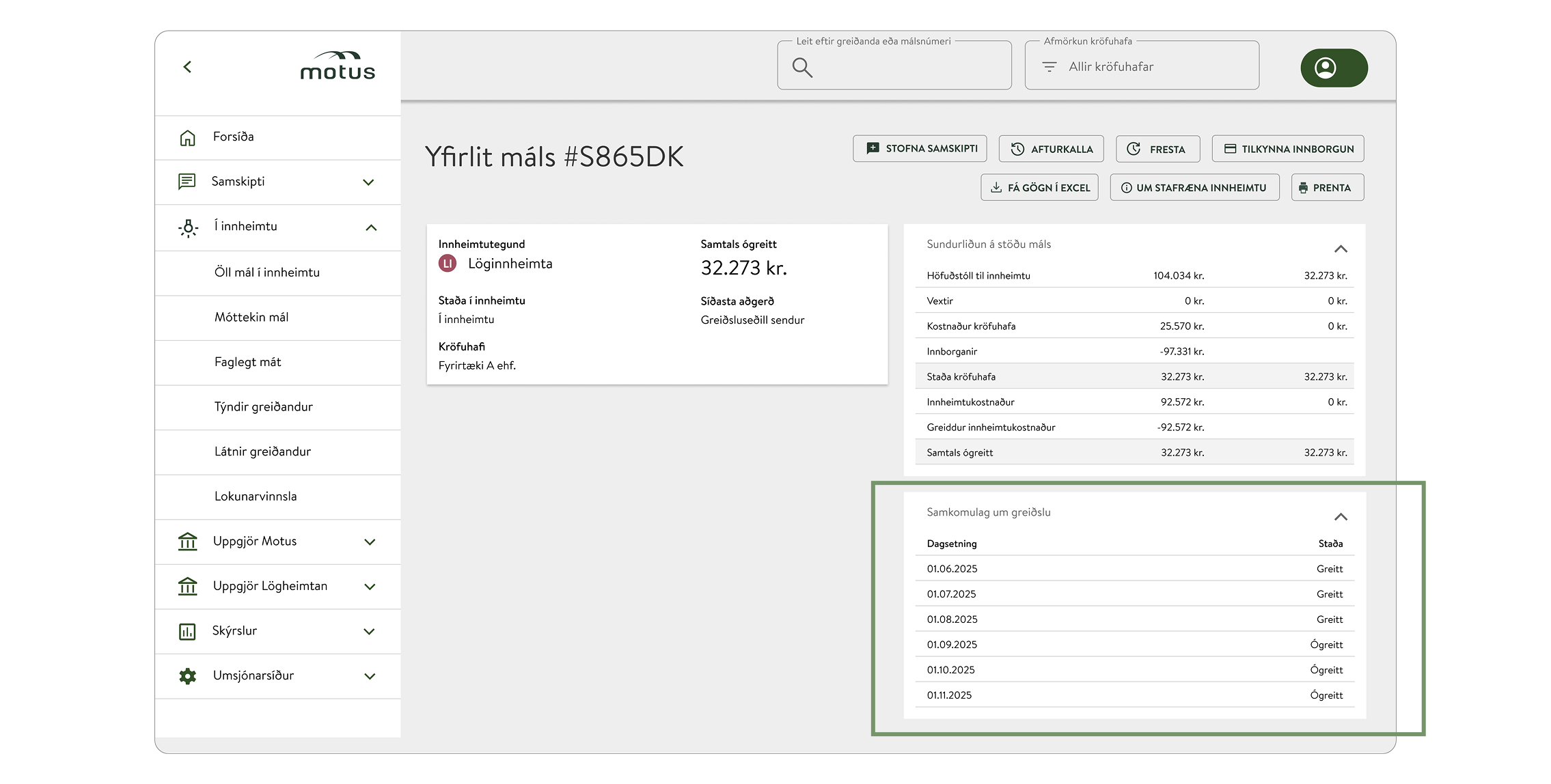 Forsíða viðskiptavefsins